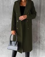 Nueva Chaqueta De Moda Para Mujer 2025 Otoño Invierno Cuello En V Largo Con Bolsillos Doble Botón Estilo Casual Largo (26+ Pulgadas) - details 21