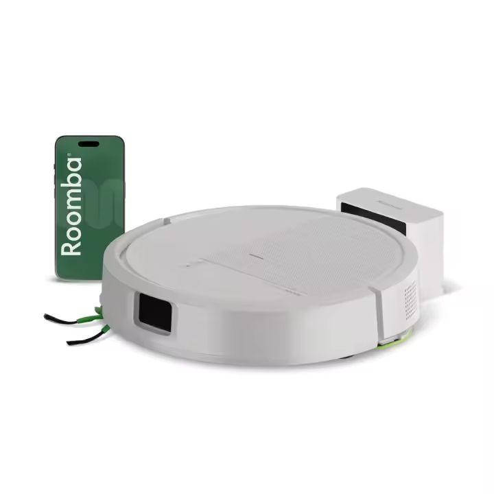 Robot aspirador y friegasuelos Roomba® 115 Combo con 15.000 Pascales, ClearView LiDAR y fregado SmartScrub, Blanco - 1