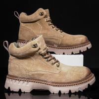 Botas De Cuero De Alta Calidad Para Hombre Botines De Tobillo Casual Zapatillas De Trabajo Al Aire Libre Botas De Motocicleta De Estilo Callejero De Alta Top - details 7