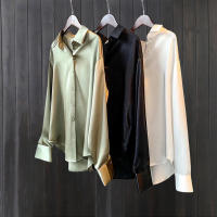 Camisa De Satén Para Mujer Primavera Verano Protección Solar Casual Suelta Versátil Con Cuello Redondo Manga Larga Suave Y Delgada - details 7