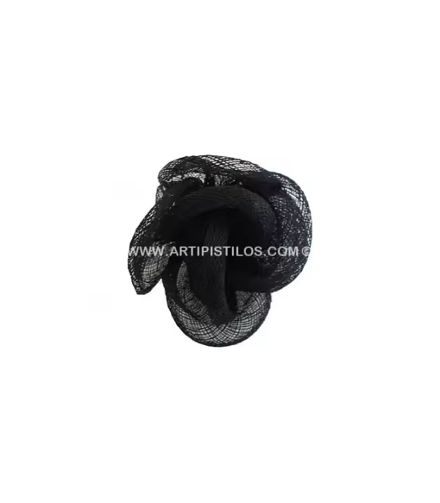 Rosa de Sinamay Negra 10 Cms - Accesorio Elegante para Peinados y Prendas de Vestir - 1