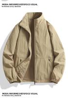 Chaqueta Casual Para Hombres Talla Grande Primavera Otoño Cuello Erguido Estilo Regular Cierre De Cremallera Material Poliéster - details 14