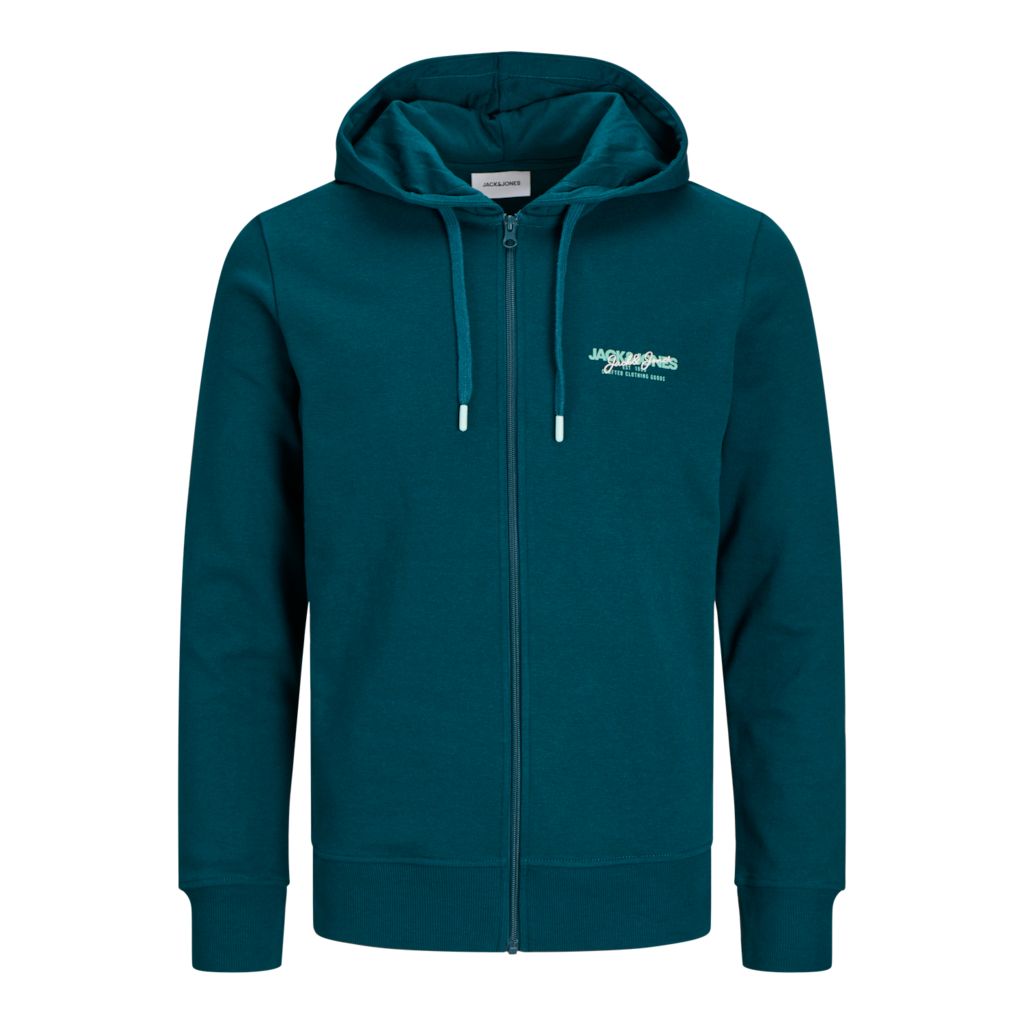 Jack & Jones Hombre Sudadera con Capucha Ajustable  y cierre cremallera Mod JJALVIS logo estampado Moda Casual Informal REF 256847