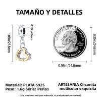 Encantos De Plata De 925 Doble Corazón Para Pulsera Joyas De La Suerte Para Mujer Regalos De Joyería Con Zirconia Irregular - details 4