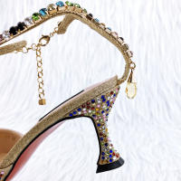 Zapatos De Tacón Alto Para Mujer Con Cordón Y Strap De Tobillo En Color Arcoíris Y Negro De QueenaYan Estilo Africano Y Party - details 15