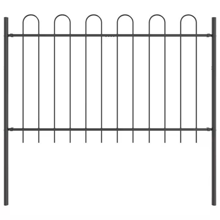 vidaXL Valla de Jardín con Parte Superior en Arco Gris 5,1x1 m de Acero - 1