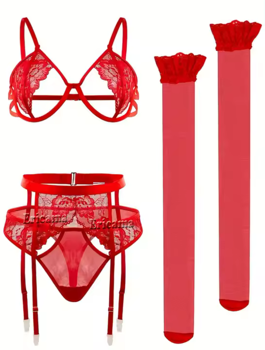 Lencería Sexy Para Mujer En Encaje Transparente Conjunto De Sujetador Y Bragas Push up Briefs Lencería Erótica Conjunto De Bragas Y Sujetador - 1