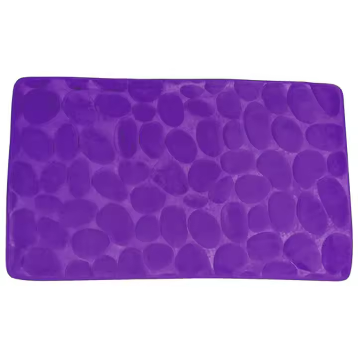 Alfombra de baño MSV de espuma con efecto piedras en color violeta 50 x 80 cm - 1