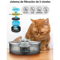 Fuente De Agua Para Gatos 2L Acero Inoxidable 304 Con Bomba Automática Y Filtro Que Purifica El Agua Ultra-quieto Dispensador Para Mascotas - details 1