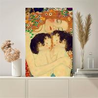 Pintura En Lienzo De Gustav Klimt 'Madre Y Bebés' 1pc Arte De Pared Moderno Para Decoración De Dormitorio Y Sala De Estar - details 2