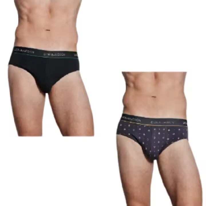 Pack 2 Slips Hombre Don Algodón PS719 Algodón Elástico | Cómodos, Transpirables y Ajuste Perfecto | Estampado + Liso - 1