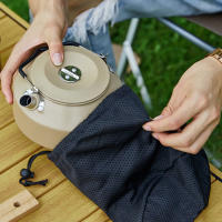 Hervidor De Agua De Viaje Ultraligero De 1.4L Con Manija Para Estufa Café Metal Suministros De Mesa Color Khaki Verde Negro - details 2