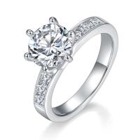Anillo De Compromiso Para Mujer 2CT Moissanita S925 Plata Hipoalergénica Joyería Regalo Boda Solitario Diamante Clásico Redondo - details 1