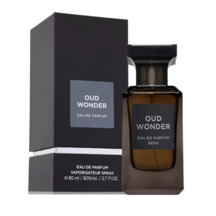 Perfume Árabe Fragrance World Oud Wonder Hombre y Mujeres 80ml, fragancia amaderada y oriental de lujo exclusivo - 1