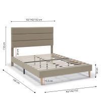 Estructura de Cama tapizada Aroma de 30 cm, 135-140x190 cm, color Beige VS Venta-Stock - details 0