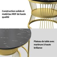 Set de 2 Mesas de Centro Nido Redondas, Negro Efecto Mármol, Estructura Metálica Dorada, 70 x 45,5 cm y 45 x 40 cm, Mesas Auxiliares Modernas para Salón - details 0