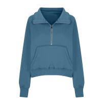 Nueva Sudadera De Mujer Con Capucha Cuello Erguido Otoño Invierno Color Sólido Fleece Manga Larga Bolsillos Cierre Media Pullover Suave - details 95