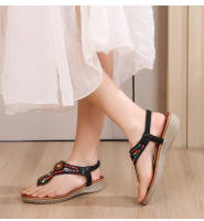 CA Sandalias de tacón de cuña huecas de gran tamaño 2025 con diamantes de imitación, zapatos bohemios cómodos para mujer, verano 363- - details 28