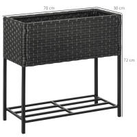 Outsunny Jardinera Exterior para Huerto Urbano Mesa de Cultivo Rectangular para Balcón Alta con Estante Gris y Negro - details 3