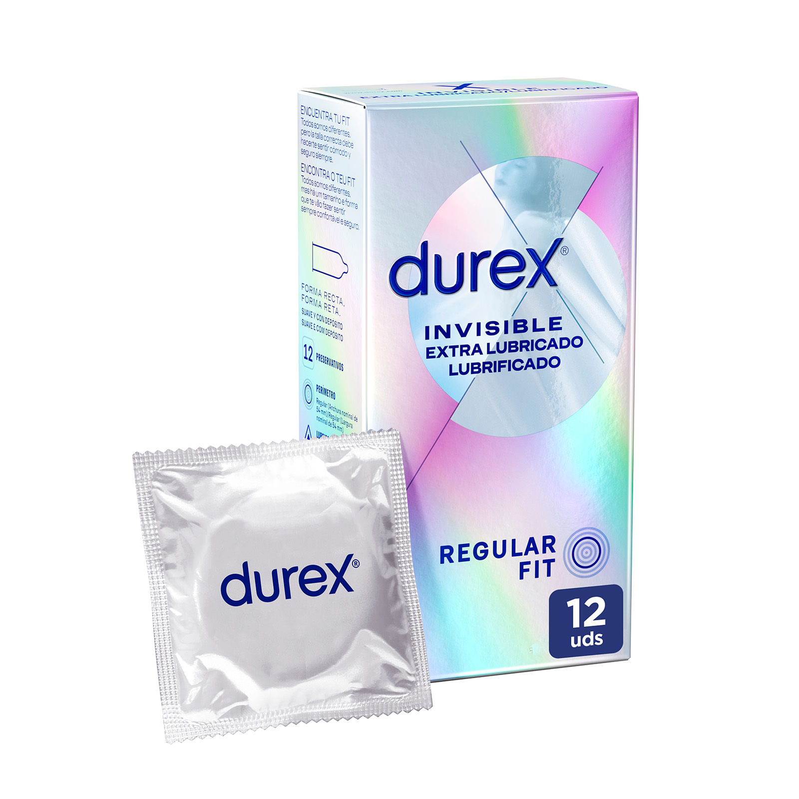 Durex - Preservativos Invisible Extra Lubricado para Mayor Sensación Packs 12 condones para un sexo seguro