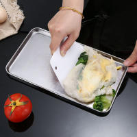 Plato De Servicio De Acero Inoxidable Rectangular Para Alimentos Bandeja Para Comida Organizador De Alimentos Presentación De Arroz Y Fideos - details 6