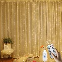 Luz De Cinta De Cortina 1pc Con Control Remoto Y 8 Modos De Iluminación USB Poderado Decoración De Hogar Para Navidad Y Año Nuevo - details 1