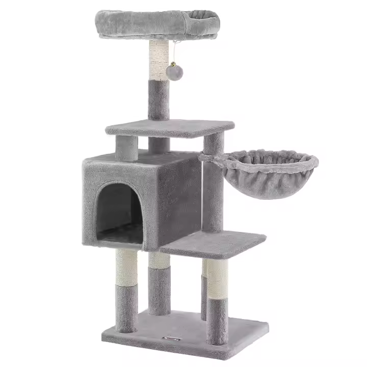 Feandrea Árbol para Gatos de Varios Niveles, Torre de 110 cm, Gris Claro - 1
