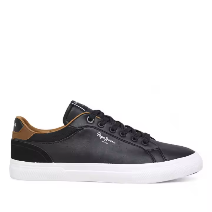 Zapatos sport Pepe Jeans kenton court negros con detalles marrones - 1