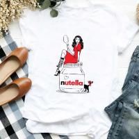 Camiseta Mujer Nutella Estampado Moda Harajuku Casual Blanca Top Verano Nuevo Ropa Femenina T-Shirt Cuello Redondo Manga Corta - details 1