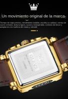 Reloj De Pulsera De Lujo Para Hombre OLEVS Cuadrado De Cuero Resistente Al Agua Luminoso Cronógrafo Marca Original Reloj - details 4