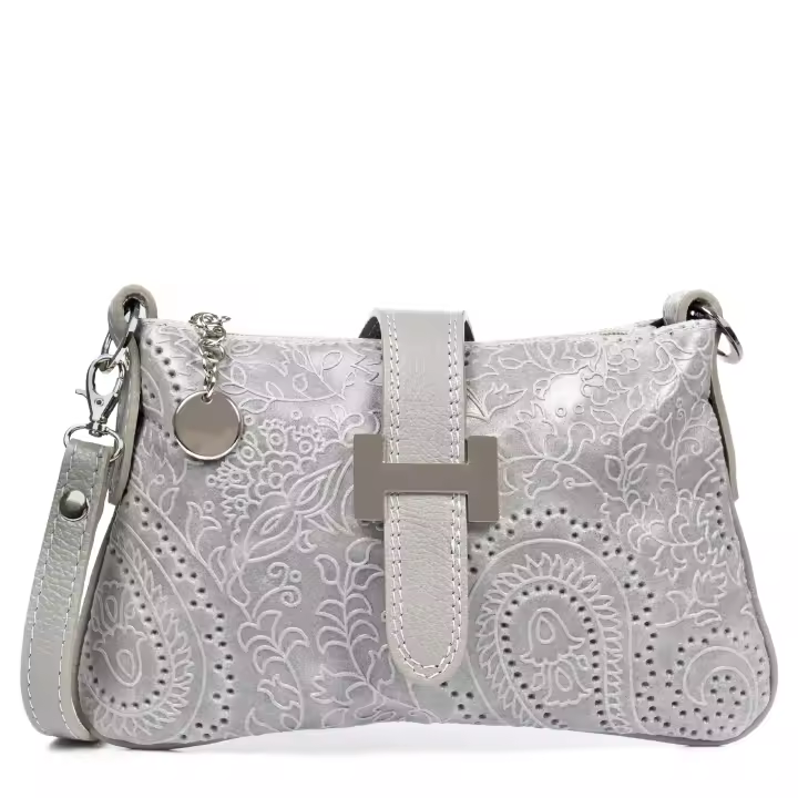 Firenze Artegiani. Allerona Bolso de mano Mujer.Piel auténtica Gamuza Grabado Arabesco. Made in Italy. Vera Pelle Italiana. - 1