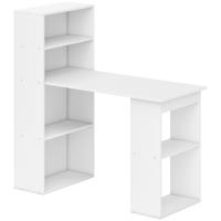 HOMCOM Escritorio con Estantería Librería Reversible Mesa de Ordenador con 6 Estantes de Almacenaje Estilo Moderno para Oficina Estudio Despacho 120x55x120 cm Blanco - details 0