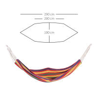 Outsunny Hamaca de Algodón para Jardín Hamaca Colgante Portátil Carga Máx. 120 kg para Acampar Piscina Camping Rayas Multicolor - details 2