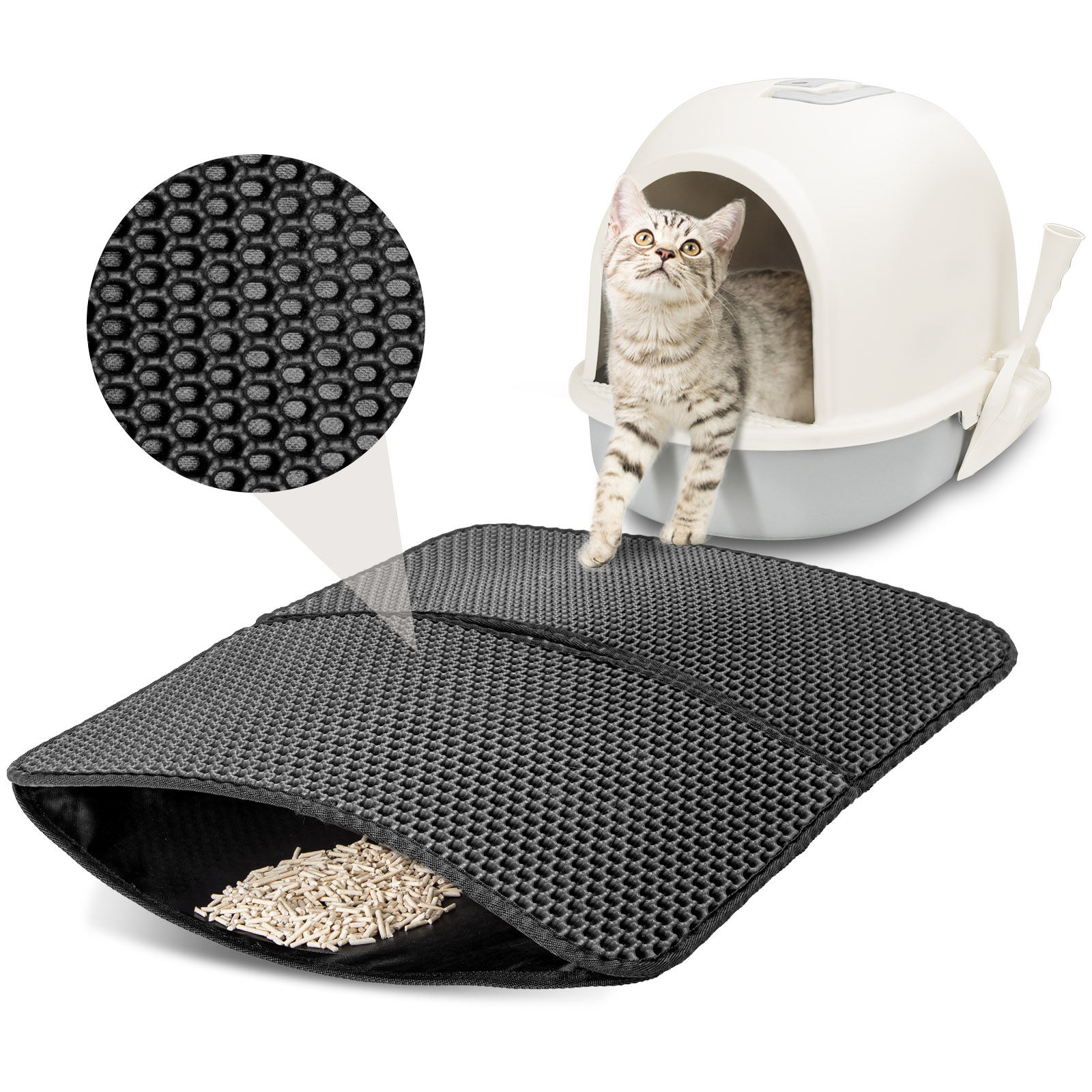 Nobleza- Alfombra para Gatos,Estera Arena Gatos, Antideslizante Estera Arena Gatos, Plegable Cat Litter Mat, Material Impermeable 60*43cm
