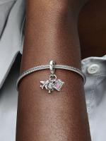 Pandora - Charm colgante de avión, globo terráqueo y maleta - Plata de ley - details 3