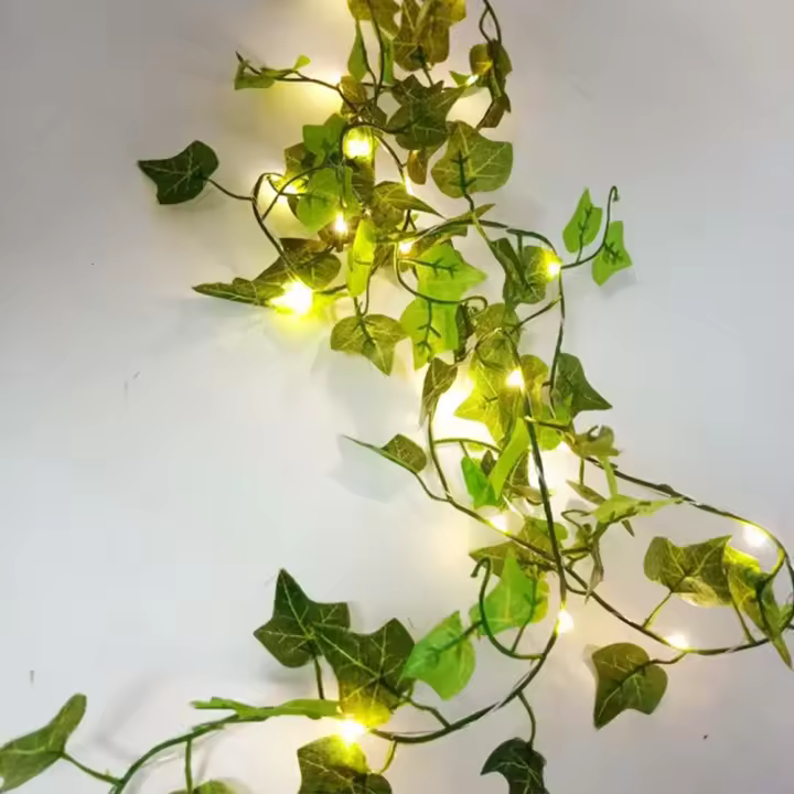 Luces De Hilo Verde Hoja Artificial Ivy Vine Decoración De Fiesta De Boda Y Navidad Para Pared Habitación Y Hogar - 1