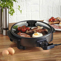 Pizza Pan Electrica 36cm, 40cm Sartén Eléctrica Calienta Super Rapida Súper Pizza Pan, Paellera Electrica 1500W Max. 240° C Temperatura Regulable Ajustable, Antiadherentes - details 0