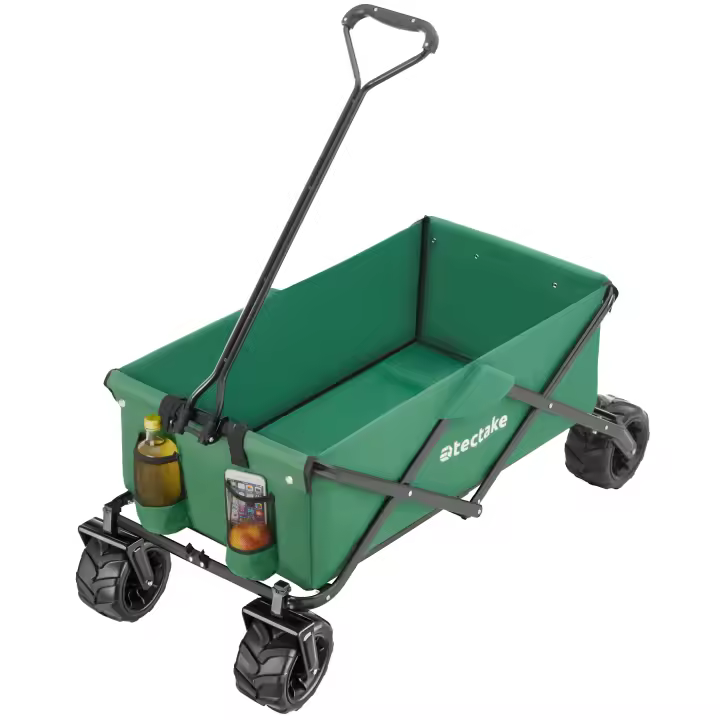 Tectake - Carrito plegable de mano HEIDRUN, 80 kg de capacidad, 114 x 51 x 48,5–120,5 cm, Carrito de transporte, Estable y robusto, Incluye bolsa de transporte, Ruedas extra anchas, Transporte fácil por diferentes tipos de suelo, Lona extraíble - 1
