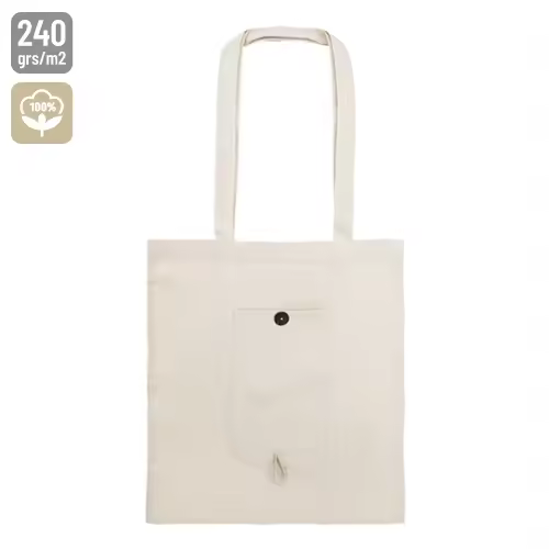 BOLSA DE ALGODON PLEGABLE CON BOLSILLO "NADIA" - 1