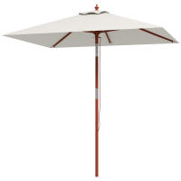 Outsunny Sombrilla de Jardín 200x150x235 cm Parasol de Terraza Rectangular Inclinable con Anti-UV Impermeable y Poste de Madera para Playa Patio - details 0