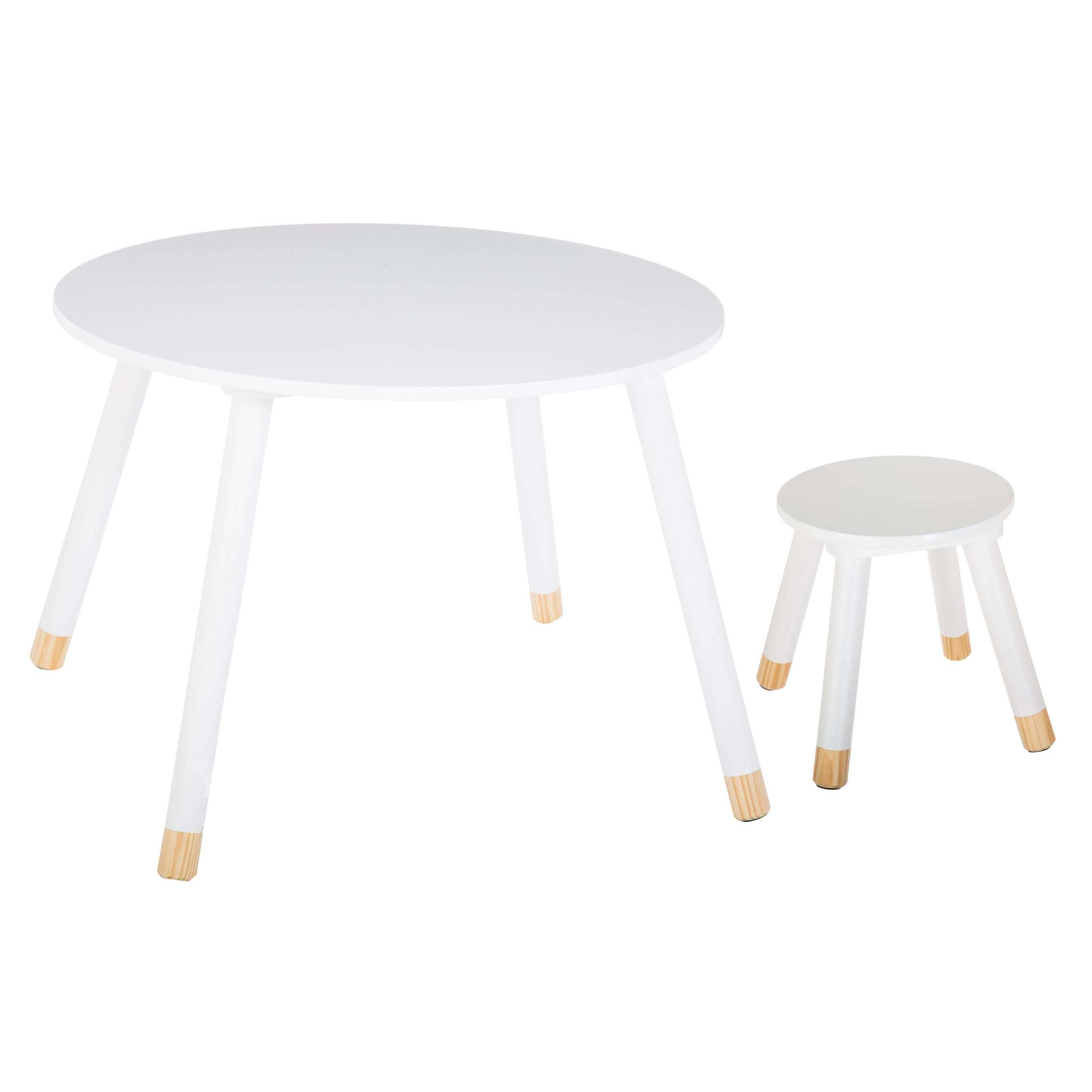 Miroytengo Conjunto Infantil Muebles Dormitorio Para Niños Pack Douceur Mesa + Taburete Color Blanco