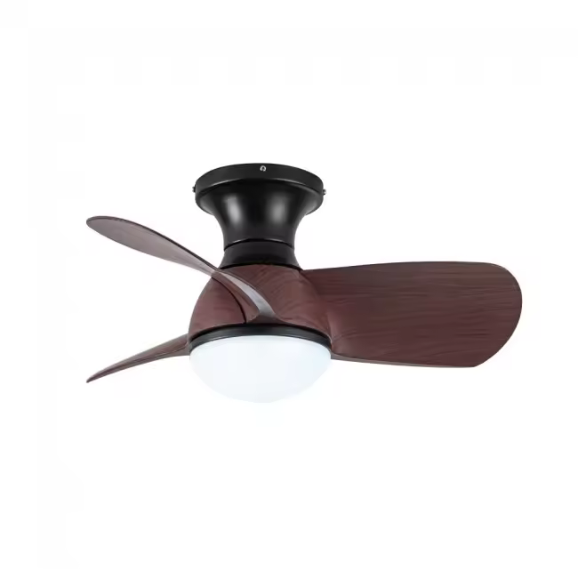 Wonderlamp Ventilador de techo pequeño con luz LED Mancado Negro+Roble CCT Dim 20W - 1