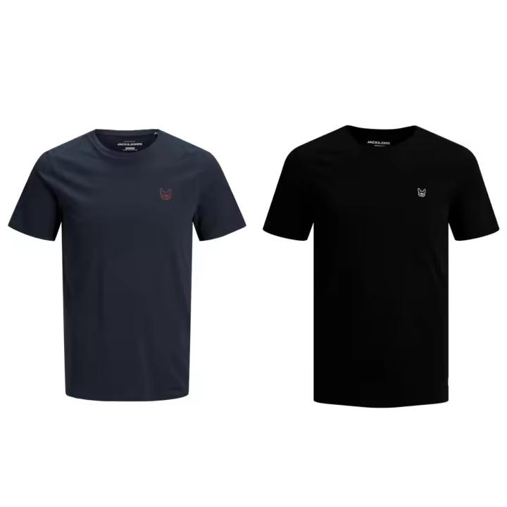 Jack & Jones Hombre Pack 2 Camisetas de Algodón logo estampado Moda Casual Informal PACK E - 1