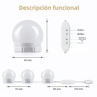 Luz De Espejo Con 10 Luces LED Para Maquillaje USB Iluminación Dimmable Para Mesa De Vestir Baño Luz De Ventana - details 4