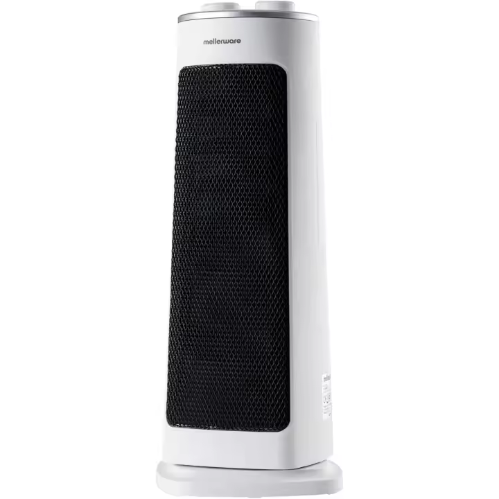 Mellerware - Calefactor Cerámico Oscilable Homy! 2000W | 3 Funciones (Incluido Ventilador) | Termostato Regulable | Apagado automático | <40dB | Compacto | Sistema Antivuelco | 20m2 - 1