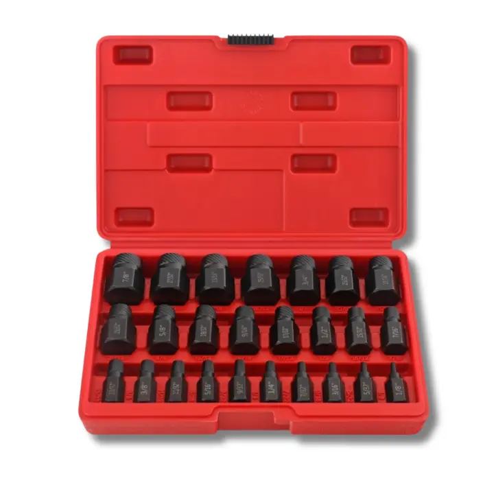 Extractor a Izquierdas para Tornillos Dañados - Kit de 25 Piezas - Extracción tornillos rotos hexagonal - 1