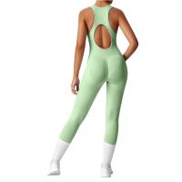Conjunto De Yoga Para Mujer Moda Color Sólido Cuello Redondo Ajustado Fitness Ropa Deportiva Overoles De Gimnasio Sexy Ropa De Yoga - details 9