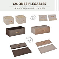 HOMCOM Cajonera de Tela Cómoda para Dormitorio con 4 Cajones Plegables Parte Superior de Madera y Marco Metálico para Sala de Estar 58x29x78,5 cm Multicolor - details 3