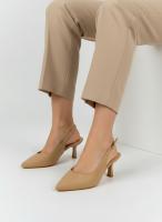 Calzados soraia, Zapatos de Salón Destalonados Minimalistas de Punta Fina para Mujer con Tacón Bajo (Kitten Heel), Correa Trasera Ajustable y Acabado Suave - Elegantes para Oficina y Fiesta - details 7