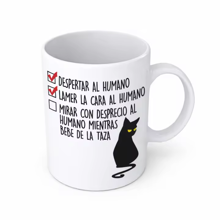 Borinot el Gato - Taza gato "Tareas pendientes" - Taza de 350 ml de capacidad - 1
